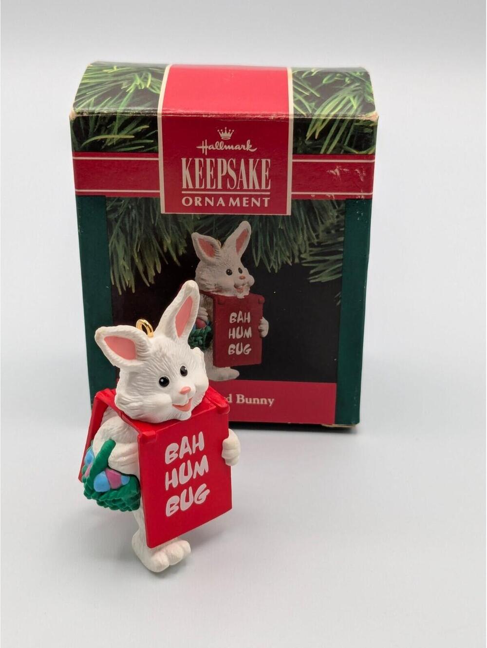 Hallmark Keepsake Billboard Bunny 1990, Vintage Christmas Ornament